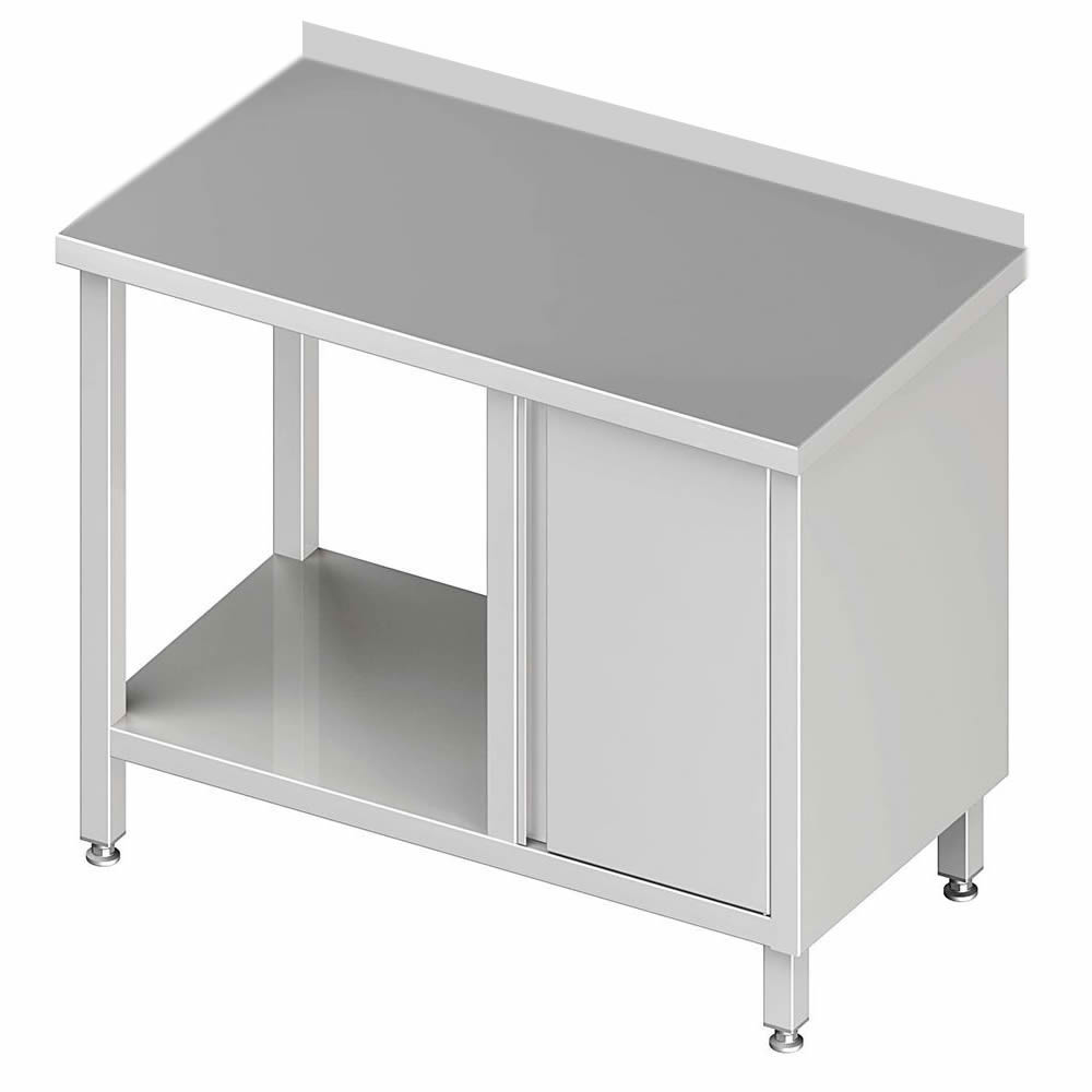 Tavolo da lavoro con fondo, 90 x 60 x 85 cm, con armadio a destra, con alzatina Tavolo da lavoro con fondo, 90 x 60 x 85 cm, con armadio a destra, con alzatina