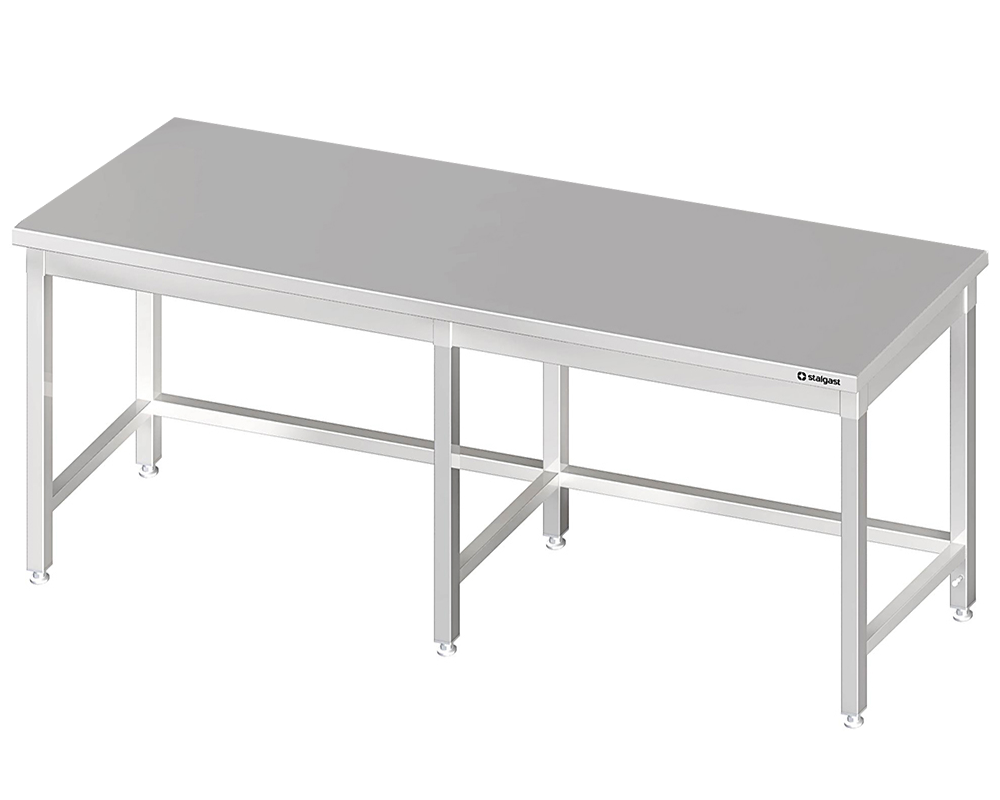 Tavolo in acciaio inox 280×70×85 cm, senza ripiano, senza alzatina Tavolo in acciaio inox 280×70×85 cm, senza ripiano, senza alzatina