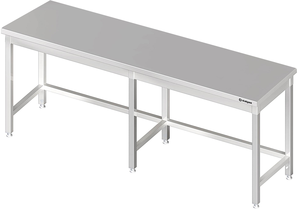 Tavolo in acciaio inox 280×60×85 cm, senza ripiano, senza alzatina