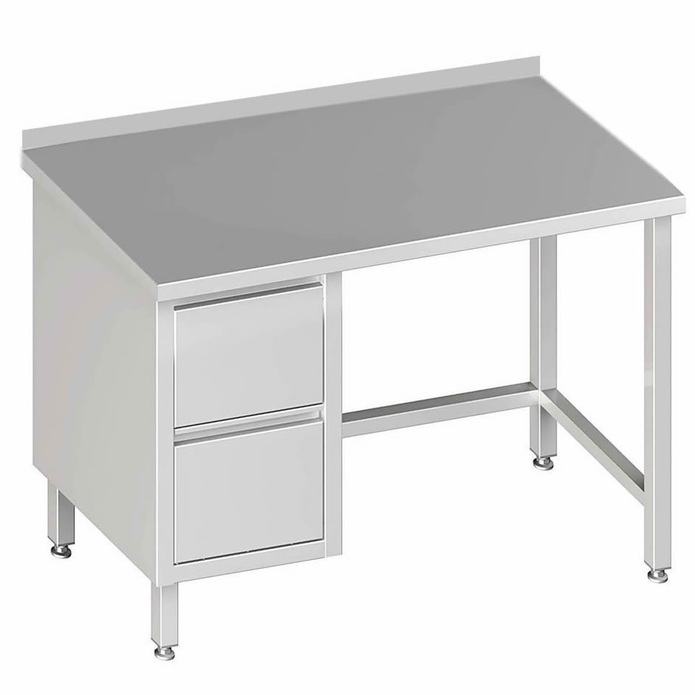 Arbeitstisch o, Boden, 280x70x85cm, 2 Schubladen links, mit Aufkantung