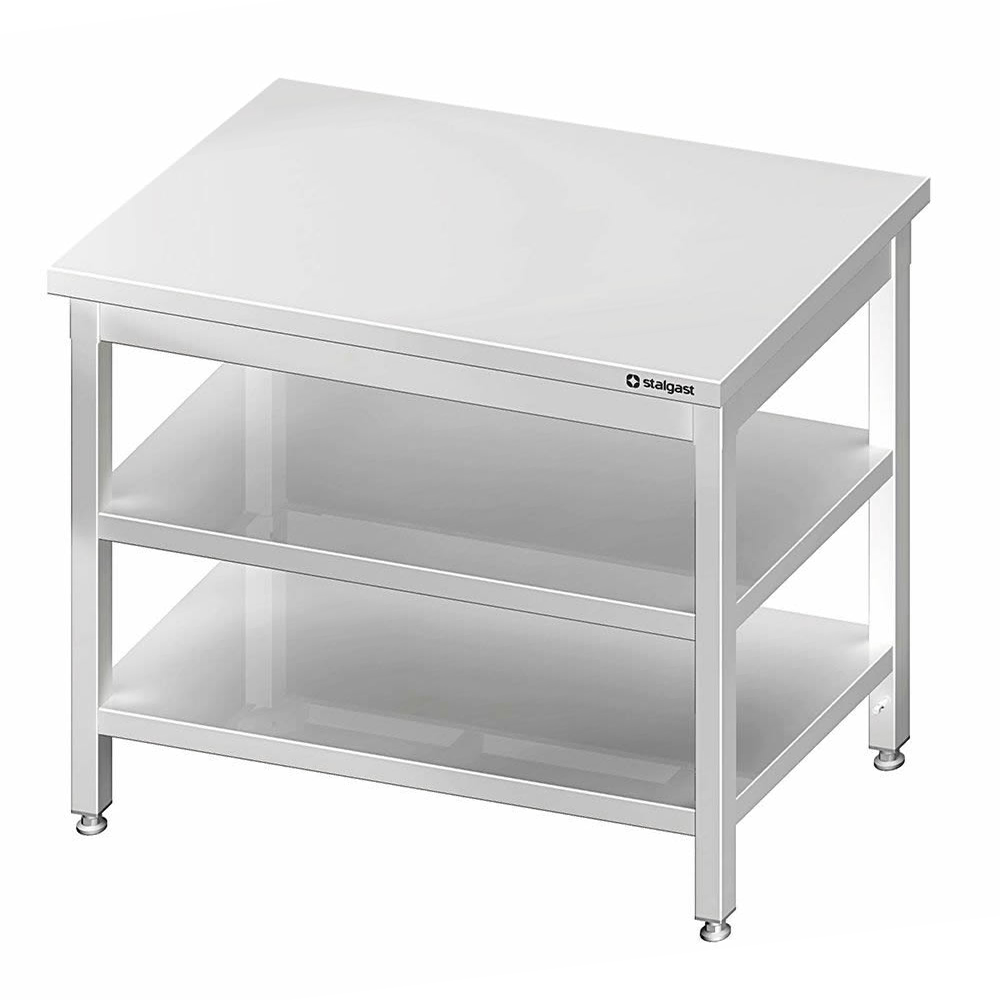 Tavolo 90x70x85cm, con fondo e ripiano intermedio, senza alzatina Tavolo 90x70x85cm, con fondo e ripiano intermedio, senza alzatina