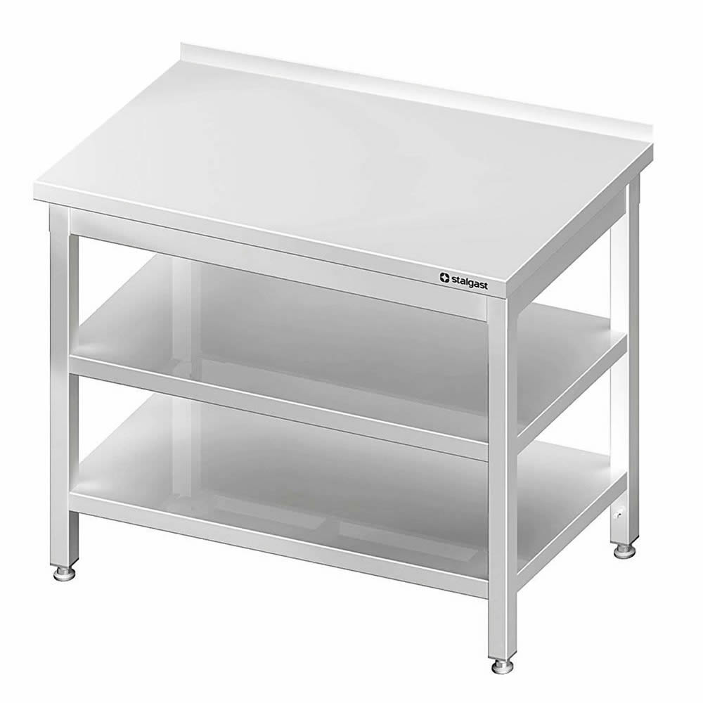 Tavolo 90x70x85cm, con fondo e ripiano intermedio, con alzatina Tavolo 90x70x85cm, con fondo e ripiano intermedio, con alzatina