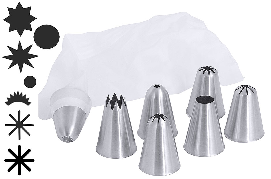 Spritztüllen Set mit 7 Tüllen - Höhe 5,0 cm Spritztüllen Set mit 7 Tüllen - Höhe 5,0 cm