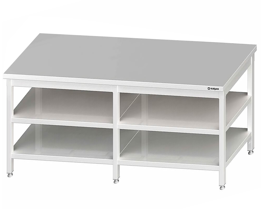 Tavolo 280x70x85cm, con fondo e ripiano intermedio, senza alzatina Tavolo 280x70x85cm, con fondo e ripiano intermedio, senza alzatina