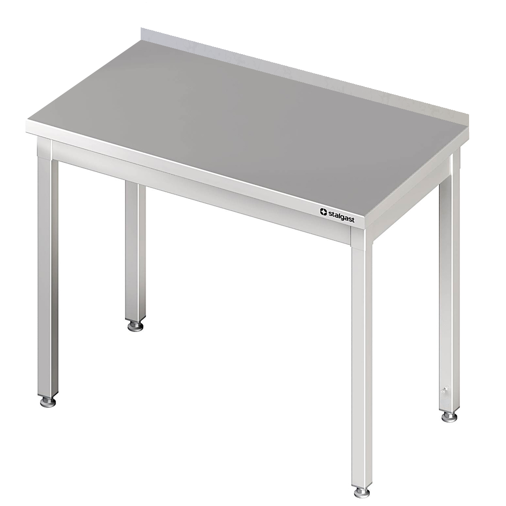 Tavolo in acciaio inox 90×60×85 cm, senza ripiano, con alzatina Tavolo in acciaio inox 90×60×85 cm, senza ripiano, con alzatina