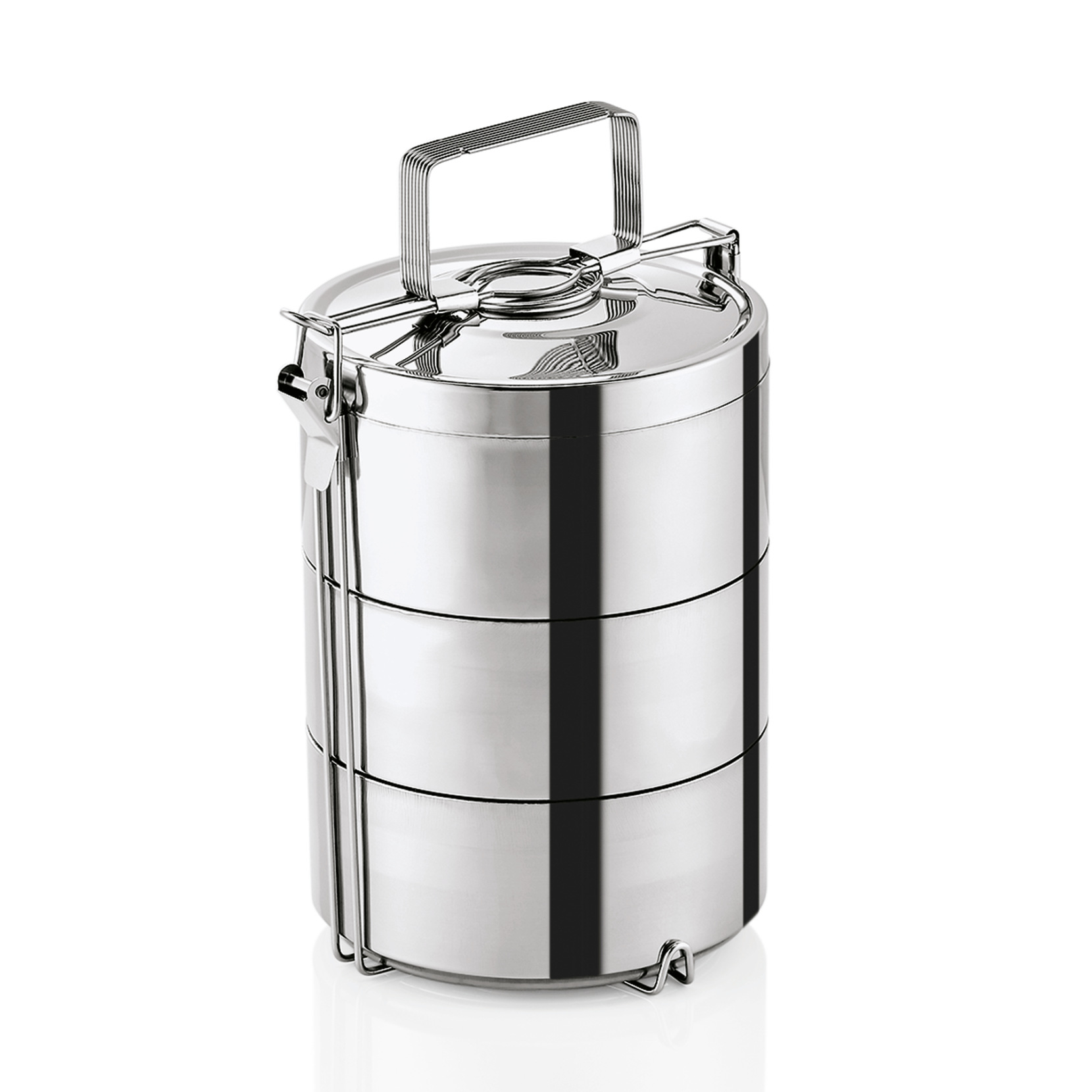 Contenitore termico a piani, tre inserti per alimenti da 0,9 litri ciascuno Contenitore termico a piani, tre inserti per alimenti da 0,9 litri ciascuno