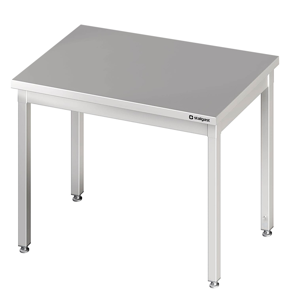 Tavolo in acciaio inox 90×70×85 cm, senza ripiano, senza alzatina Tavolo in acciaio inox 90×70×85 cm, senza ripiano, senza alzatina