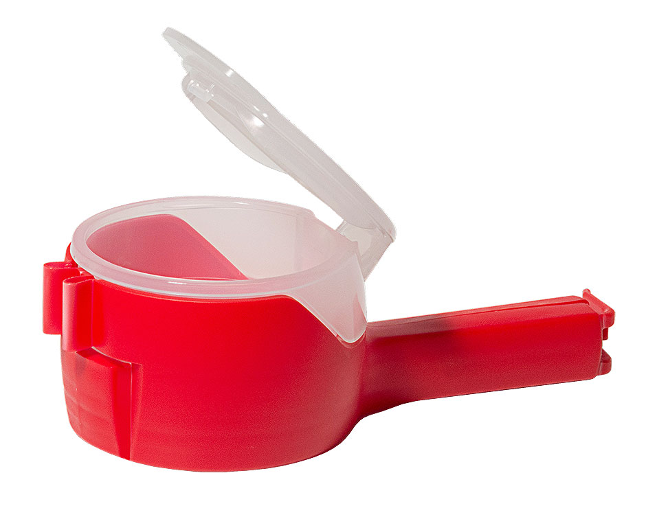 Beutelklammer mit Schütte - Farbe rot Beutelklammer mit Schütte - Farbe rot