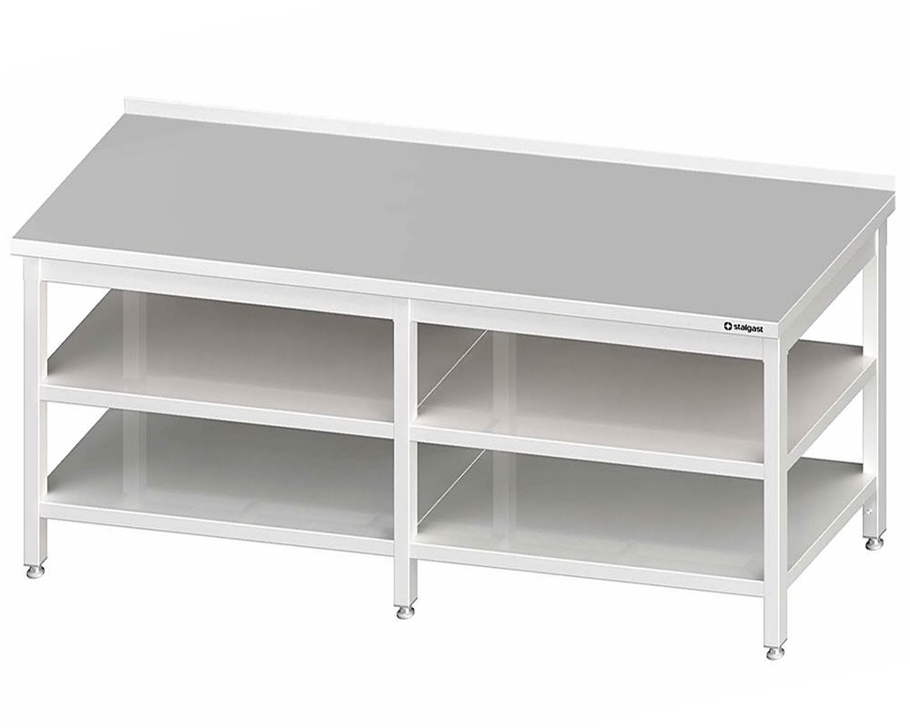 Tavolo 280x70x85cm, con fondo e ripiano intermedio, con alzatina