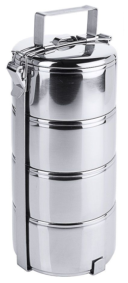 Portavivande a piani 4 pezzi – Ø 11,5 cm, contenitori da 0,6 litri ciascuno Portavivande a piani 4 pezzi – Ø 11,5 cm, contenitori da 0,6 litri ciascuno