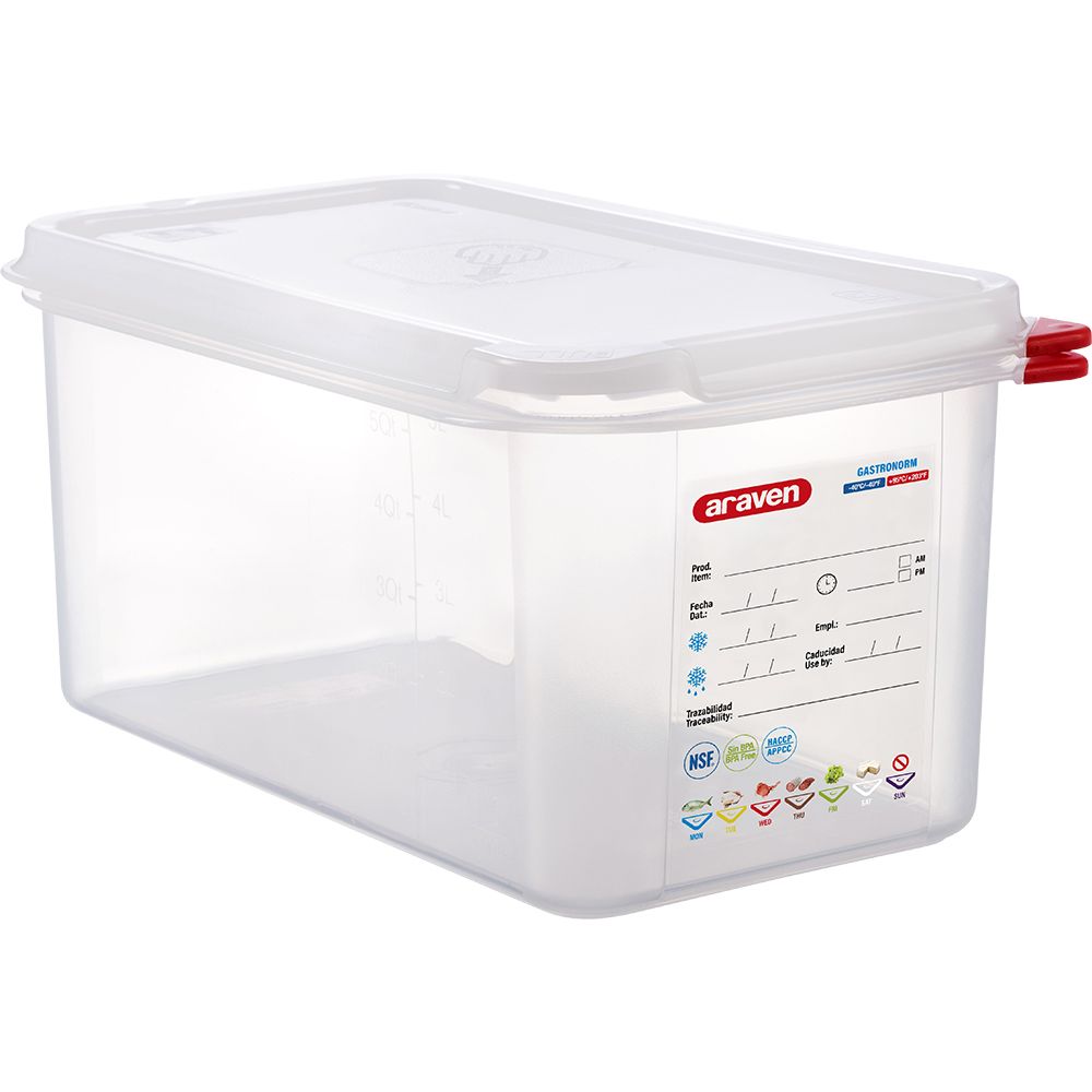 ARAVEN Contenitore GN con Coperchio - GN 1/3 (H 150 mm)