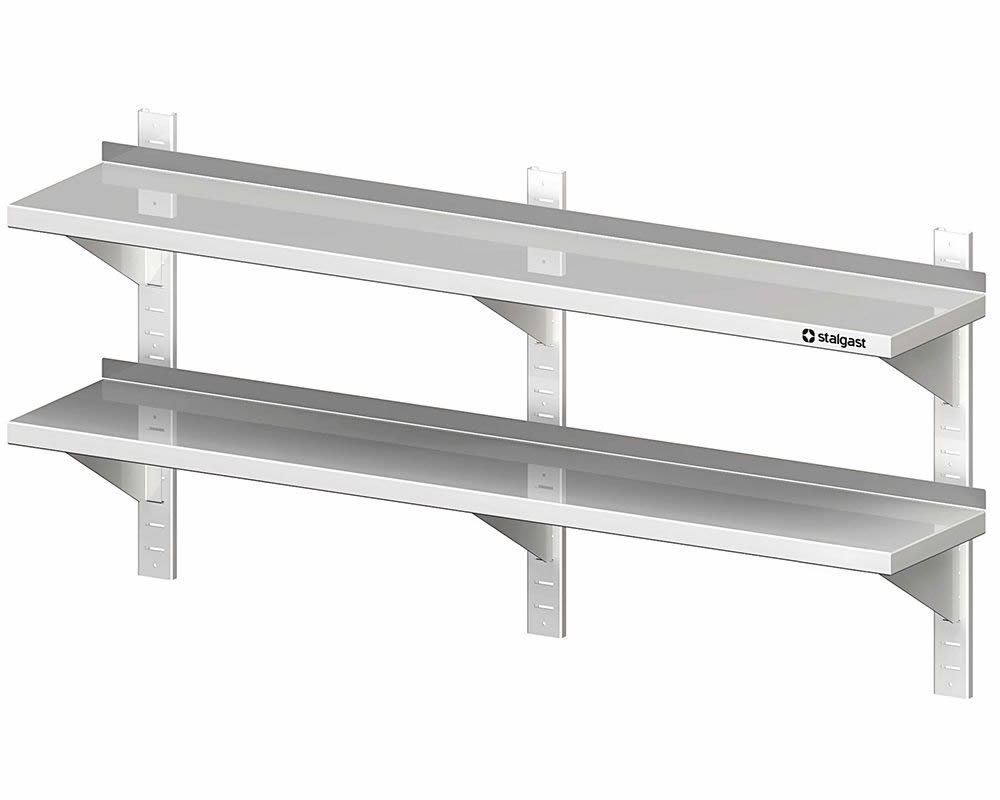 Mensola Inox 2 Ripiani - L 200 P 40 - Completa di Cremagliere Mensola Inox 2 Ripiani - L 200 P 40 - Completa di Cremagliere