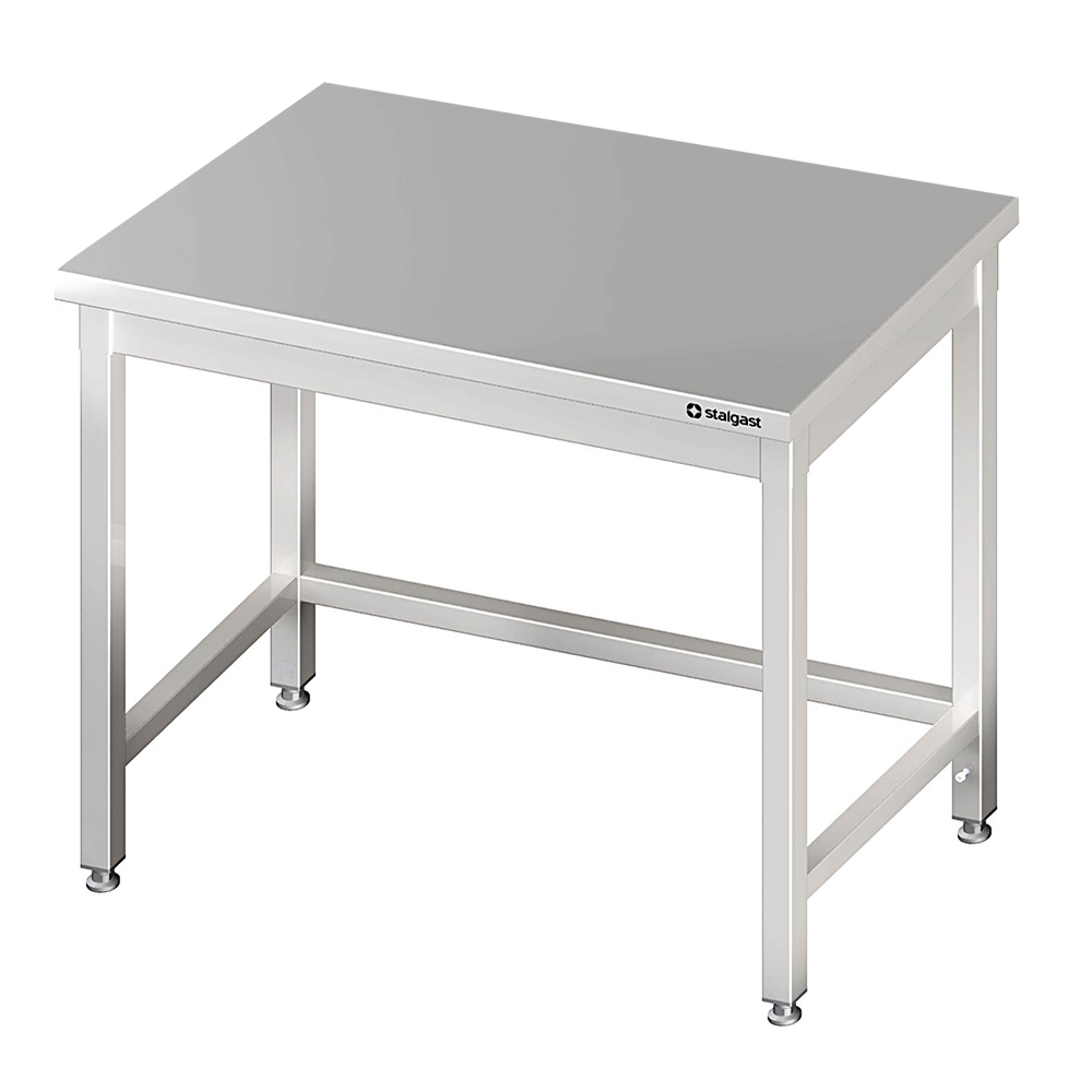 Tavolo in acciaio inox 90×70×85 cm, senza ripiano, senza alzatina Tavolo in acciaio inox 90×70×85 cm, senza ripiano, senza alzatina