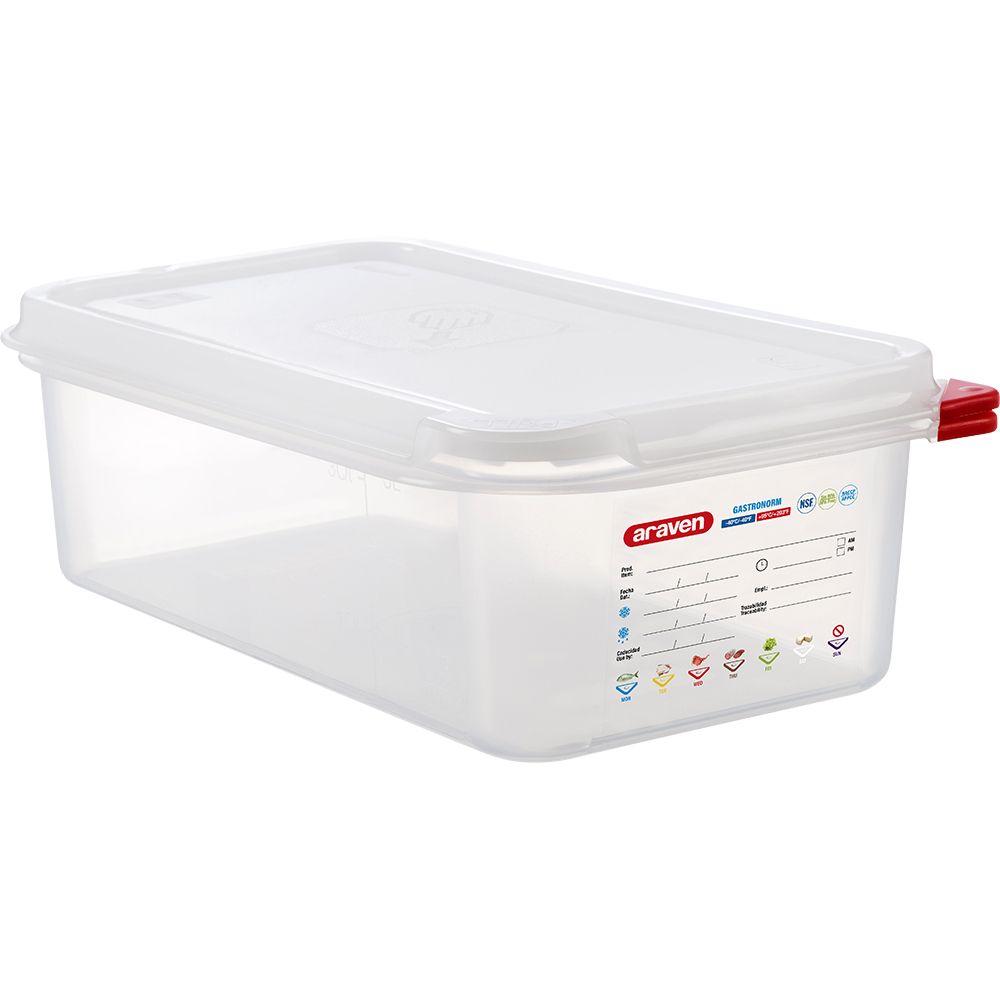 ARAVEN Contenitore GN con Coperchio - GN 1/3 (H 100 mm)