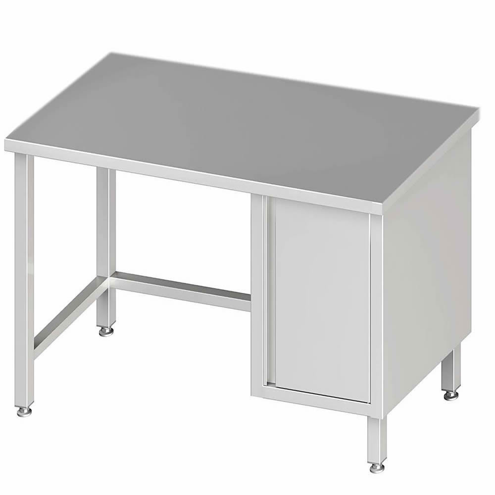 Arbeitstisch ohne Boden, 280x70x85cm, mit Flügeltürschrank rechts