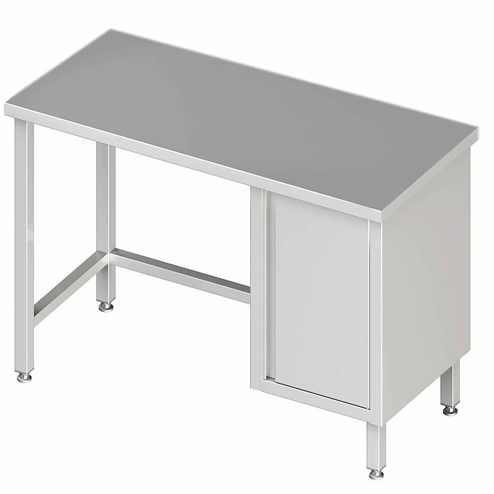Tavolo da lavoro senza fondo, 90 x 60 x 85 cm, con armadio a battente a destra