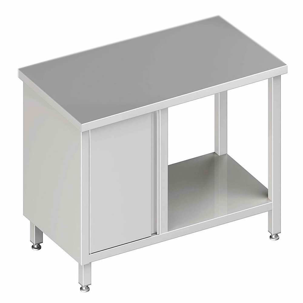 Tavolo da lavoro con fondo, 90 x 60 x 85 cm, con armadio a battente a sinistra