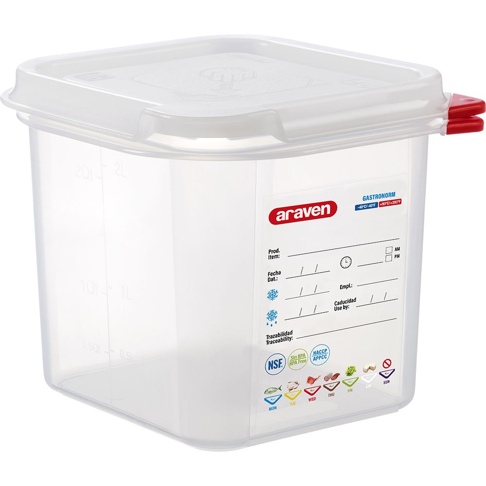 ARAVEN Contenitore GN con Coperchio - GN 1/6 (H 150 mm)