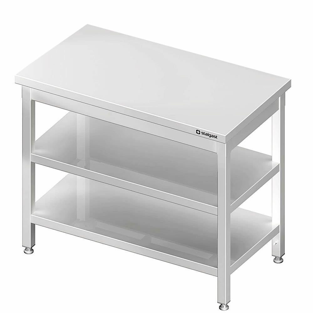 Tavolo 90x60x85cm, con fondo e ripiano intermedio, senza alzatina Tavolo 90x60x85cm, con fondo e ripiano intermedio, senza alzatina