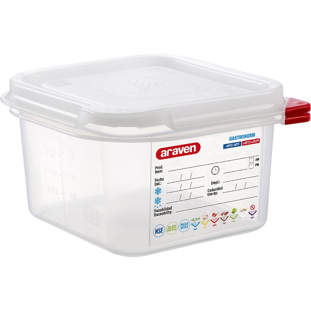 ARAVEN Contenitore GN con Coperchio - GN 1/6 (H 100 mm) ARAVEN Contenitore GN con Coperchio - GN 1/6 (H 100 mm)