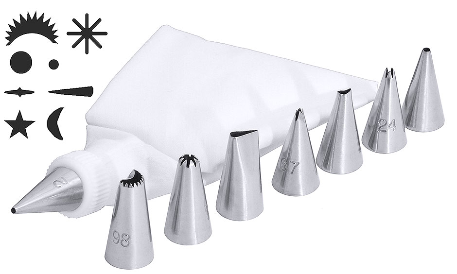 Minispritztüllen-Set lein mit 8 Tüllen - Höhe 3,0 cm Minispritztüllen-Set lein mit 8 Tüllen - Höhe 3,0 cm