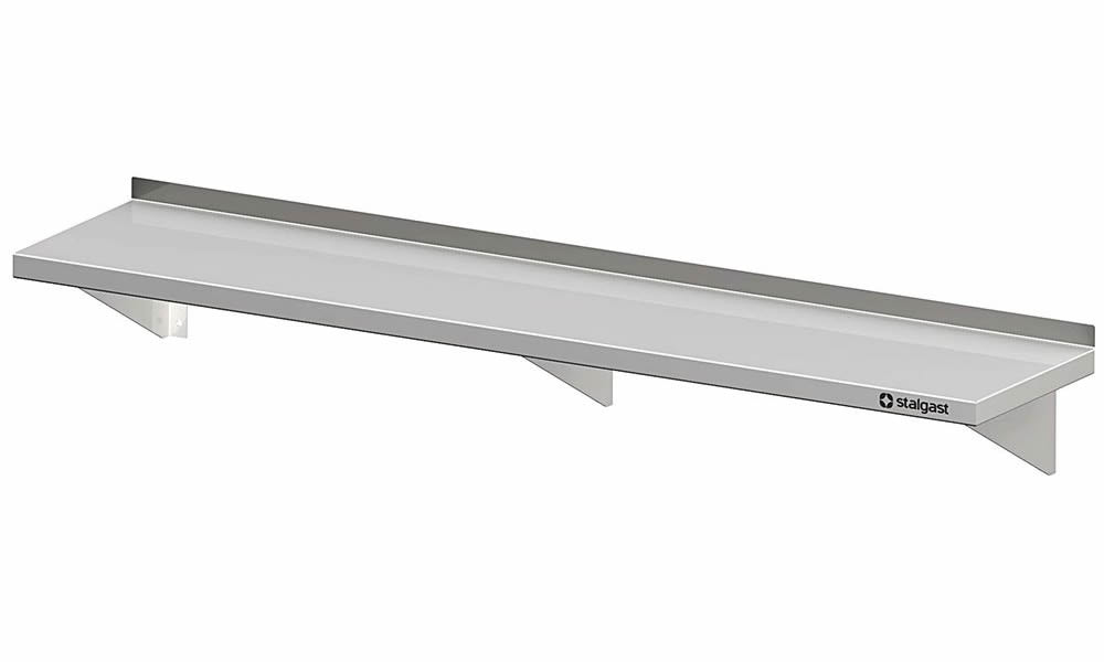 Mensola a Muro Inox, 200 x 40 x 17 cm, con Consolle Fisse Mensola a Muro Inox, 200 x 40 x 17 cm, con Consolle Fisse